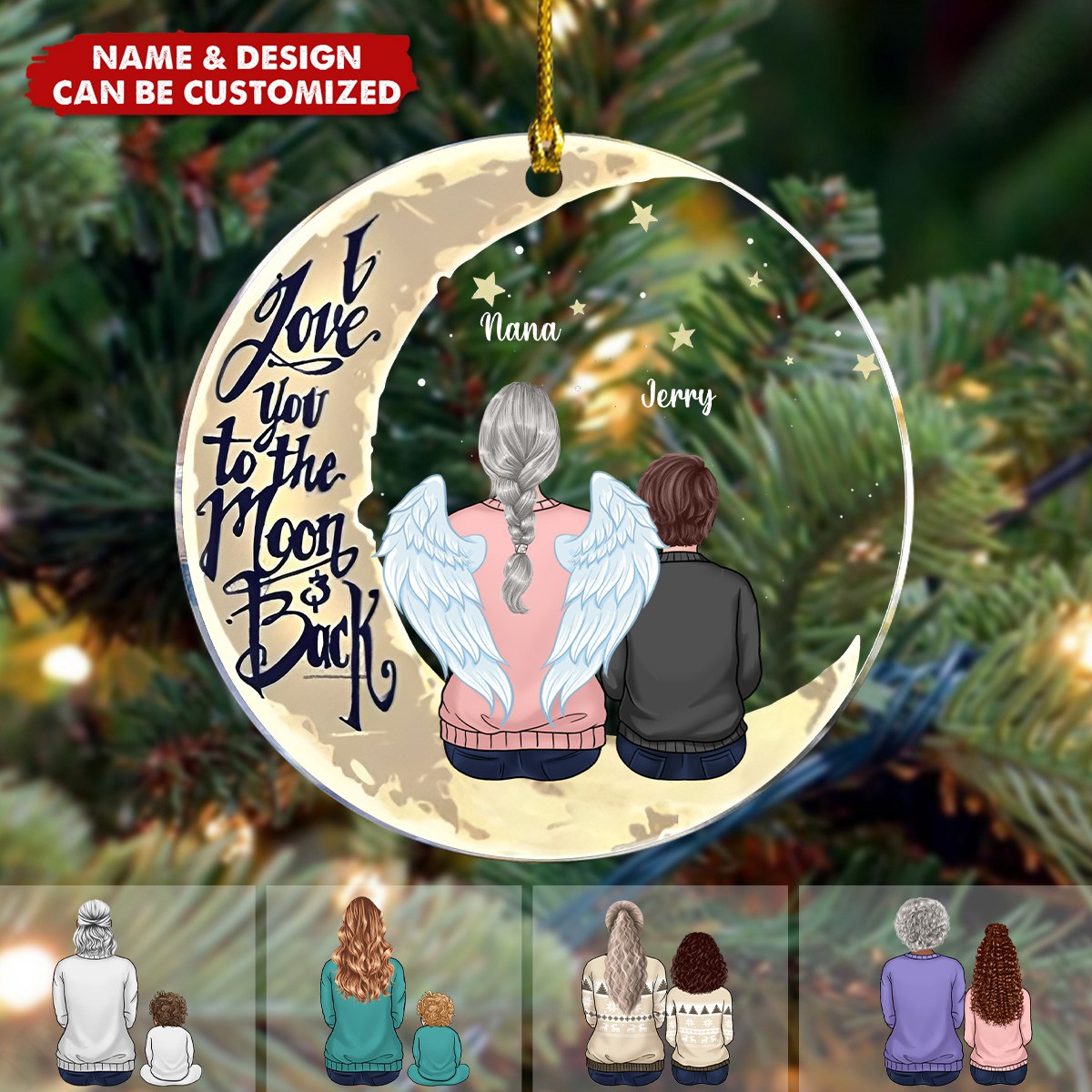 I Love You To The Moon And Back - Personalized Round Shaped Acrylic Christmas Ornament