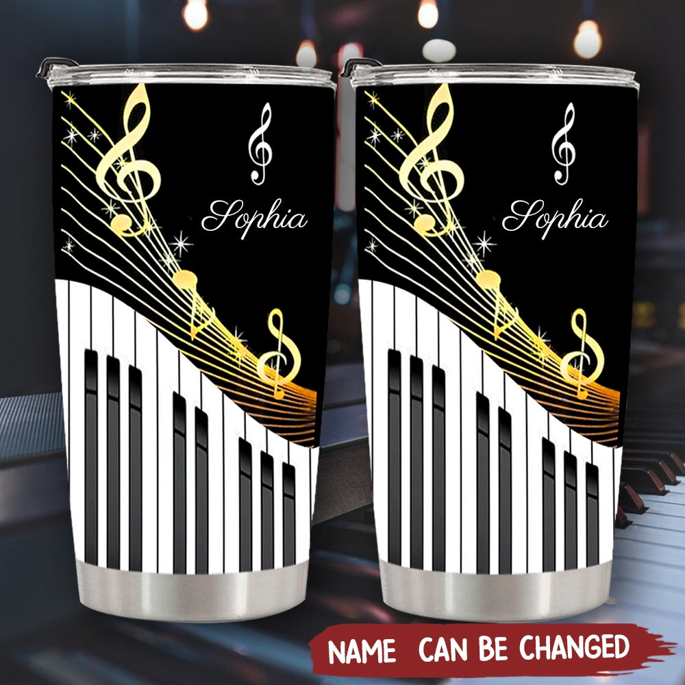 Personalized Name Piano Art Tumbler, Gift For Piano Lovers