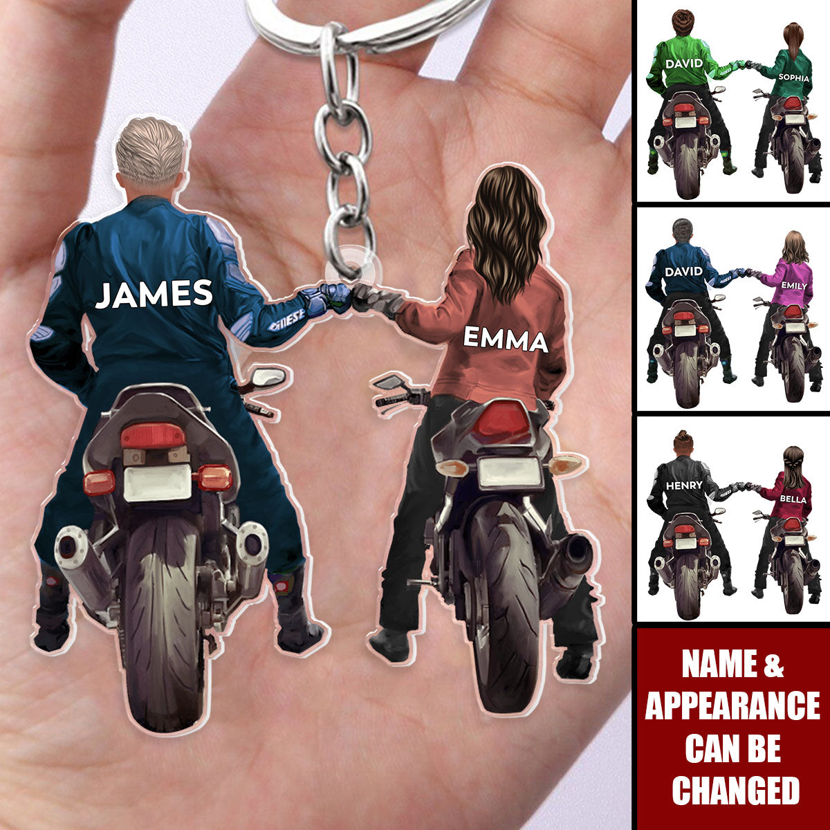 Personalized Gifts For Couple Keychain Biker Couple