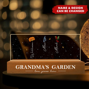 Grandma‘s Garden Birth Month Flower Personalized LED Night Light, Mother's Day Gift For Grandma Mom