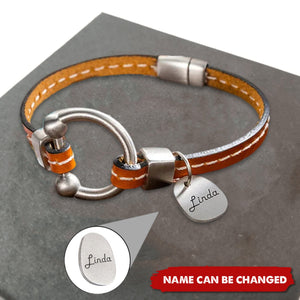 Personalized Equestrian Horsebit Leather Magnetic Bracelet with Name Horse Lovers Jewelry Birthday Mother's Day Gift for Woman Girl