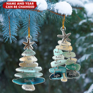 Family Sea Glass Christmas Tree - Personalized Christmas Acrylic Ornament