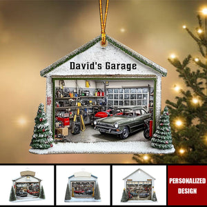 Car Garage Ornament - Mechanic, Repair Shop Christmas Ornament - Personalized Acrylic Ornament