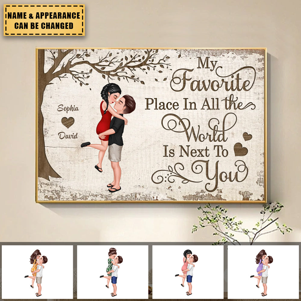 My Favorite Place In All The World Couple Hugging Personalized Poster