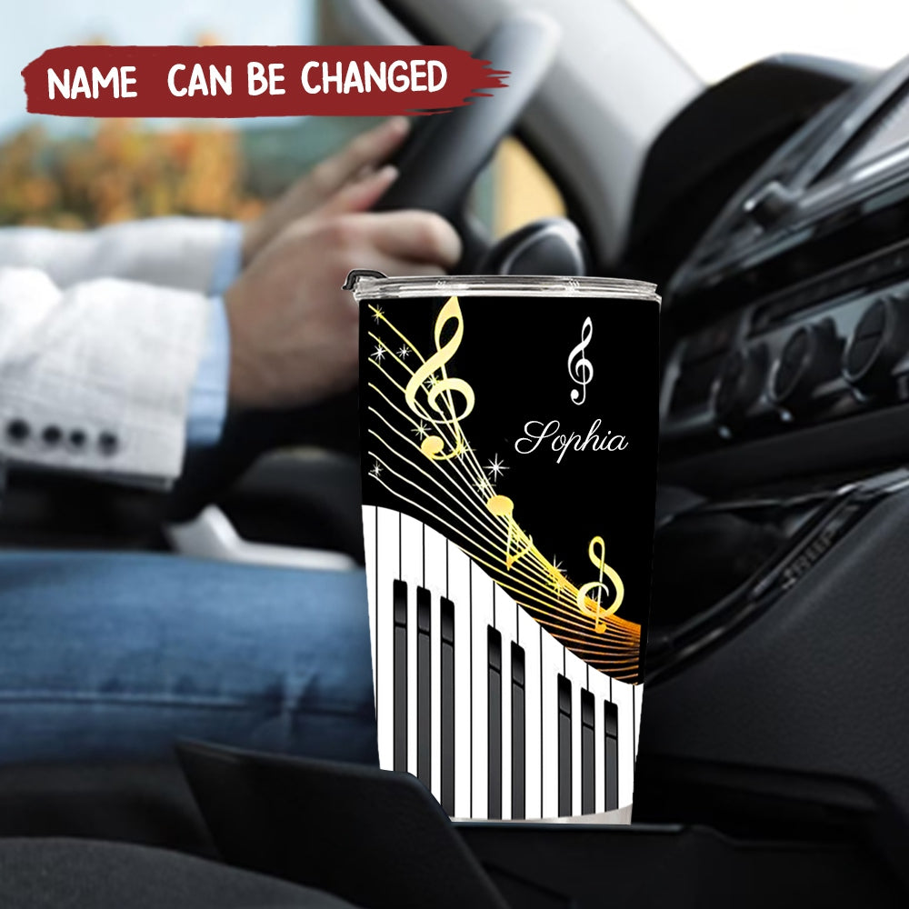 Personalized Name Piano Art Tumbler, Gift For Piano Lovers