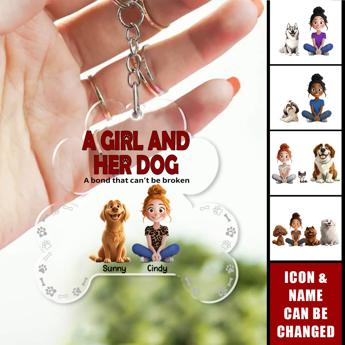 A Girl & Her Dogs Has Unbreakable Bond - Personalized Keychain - Gift For Pet Owners