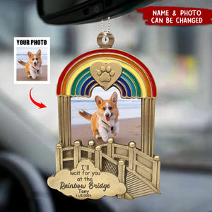 Personalized Rainbow Bridge Pet Memorial Stainless Car Ornament
