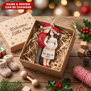 See You In 2027 Personalized Wooden Ornament - Custom Christmas Keepsake for Parents-to-Be