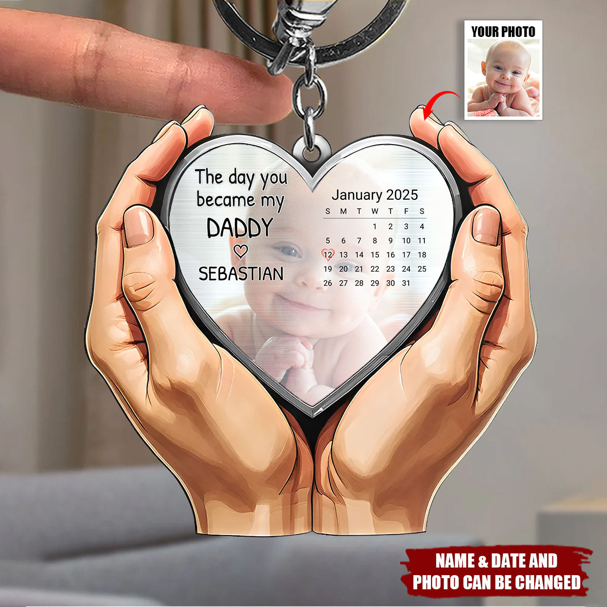 Custom Photo Calendar The Moment You Became My Mom Dad - Personalized Acrylic Keychain