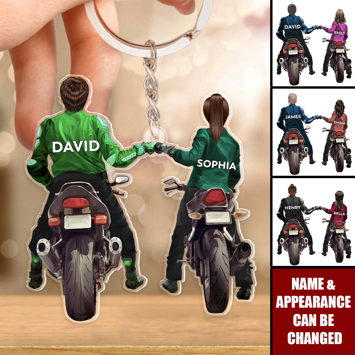 Personalized Gifts For Couple Keychain Biker Couple
