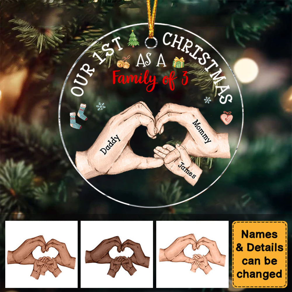 Baby's First Christmas As A Family - Personalized Circle Ornament