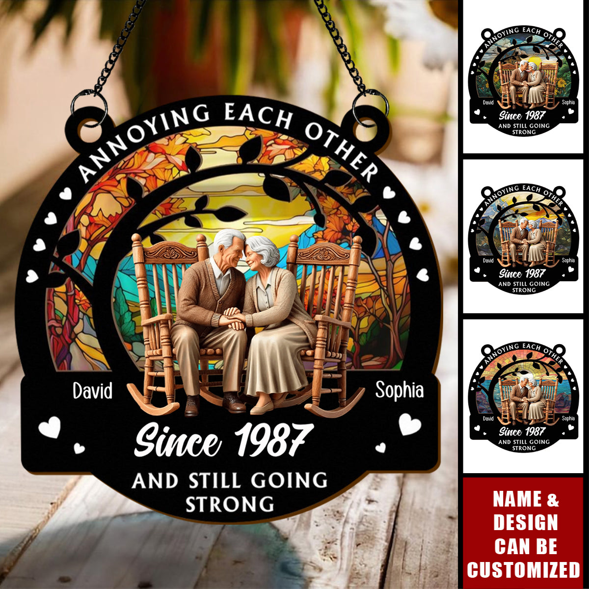 Old Couple Annoying Each Other Since - Personalized Window Hanging Suncatcher Ornament