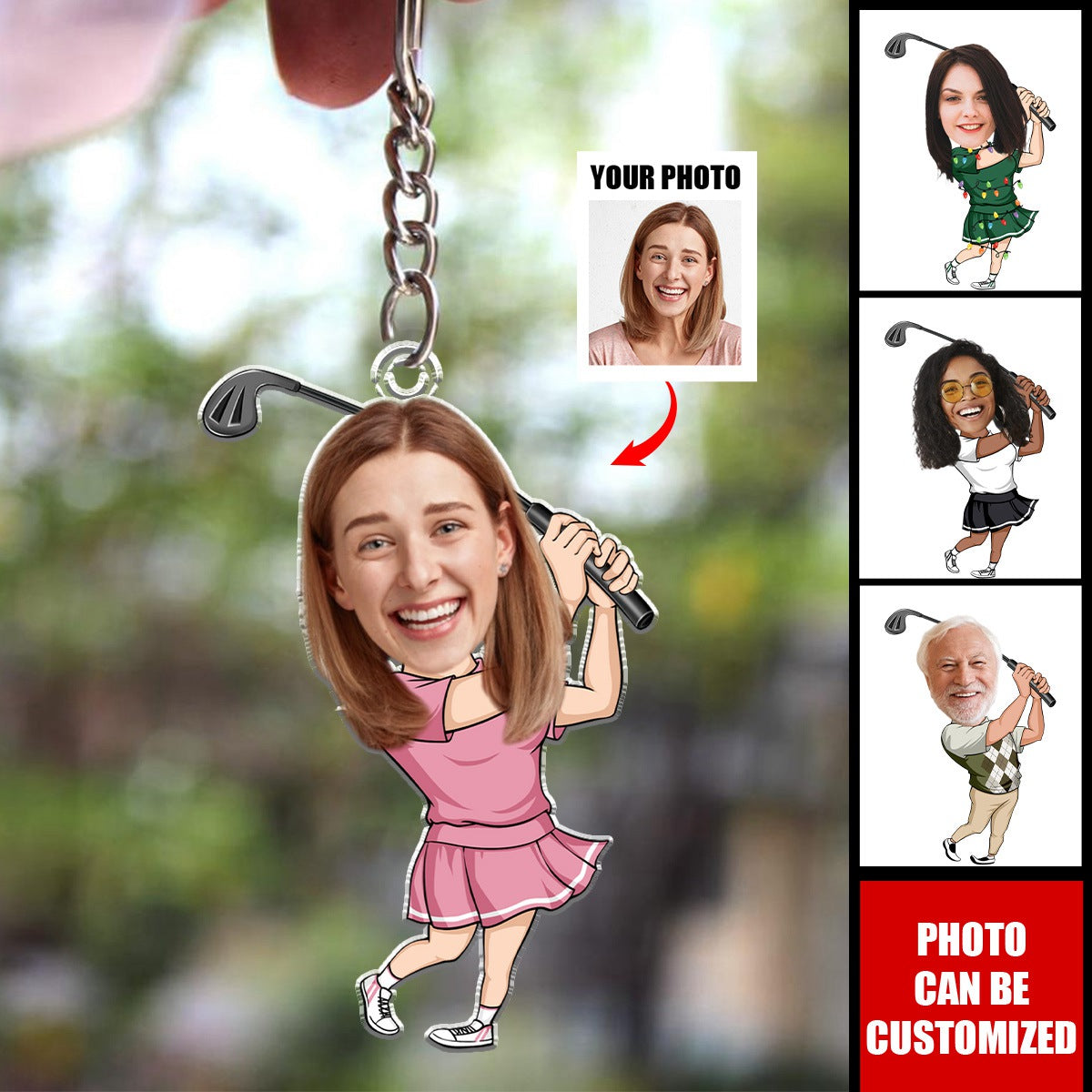 Custom Photo Funny Golf Player Personalized Acrylic Keychain