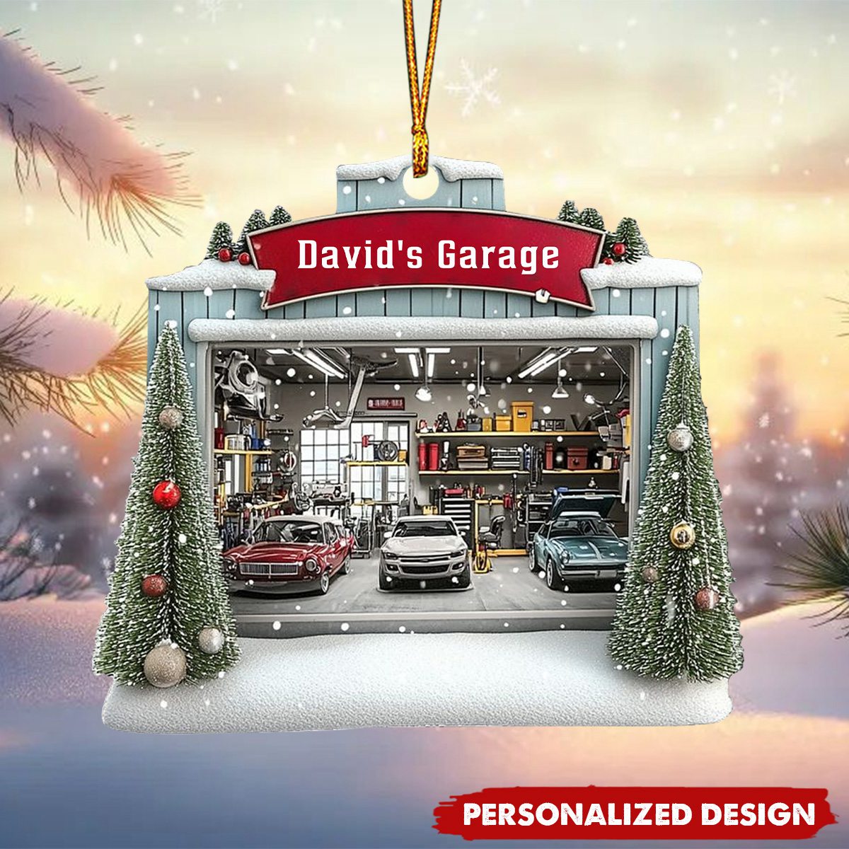 Car Garage Ornament - Mechanic, Repair Shop Christmas Ornament - Personalized Acrylic Ornament
