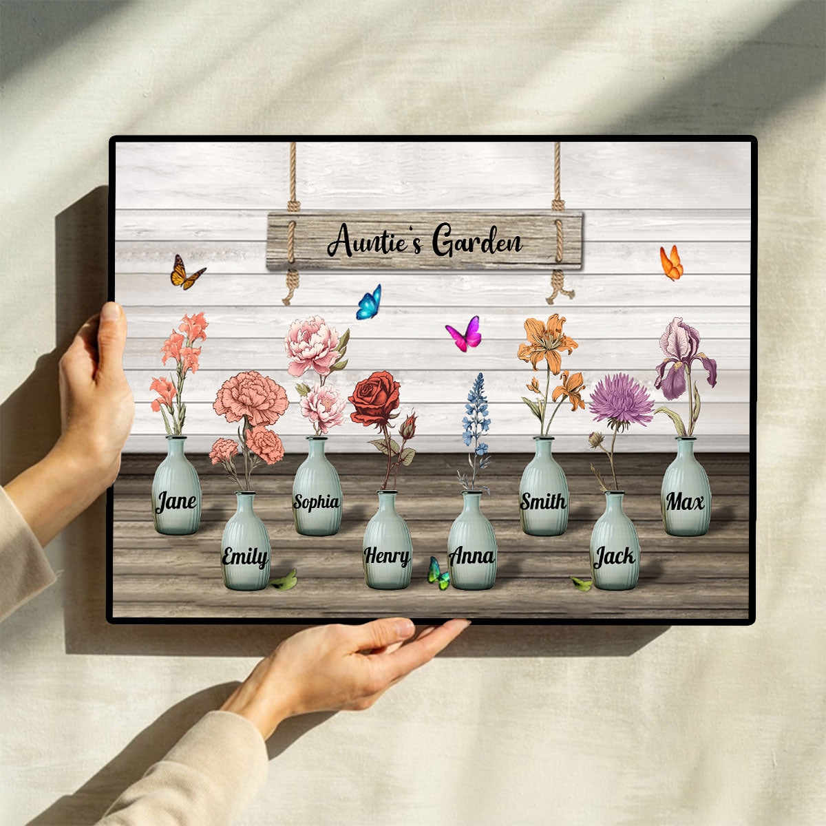 Grandma‘s Garden Birth Month Flowers Pots Personalized Poster, Mother's Day Gift For Grandma, Mom, Auntie