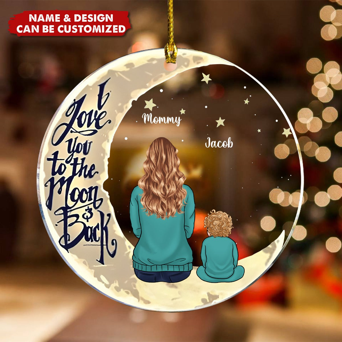 I Love You To The Moon And Back - Personalized Round Shaped Acrylic Christmas Ornament