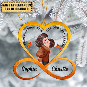 Heart Infinity Doll Couple Kissing Hugging Customzied Christmas Ornament