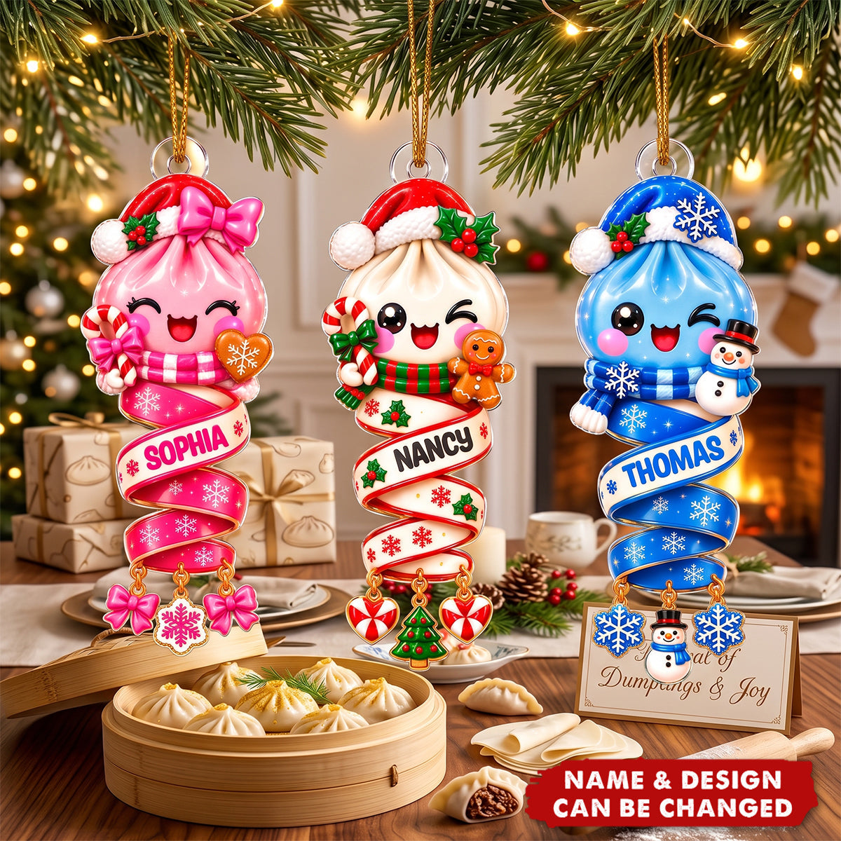 Cute Dumpling Kids Character - Personalized Acrylic Ornament - Christmas Gift for Daughter, Son, Kids