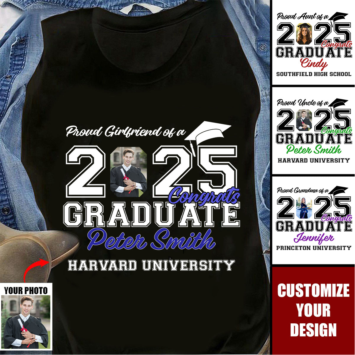 Personalized Proud Mom Dad - Family Of Senior Graduation Class Of 2025 T-Shirt