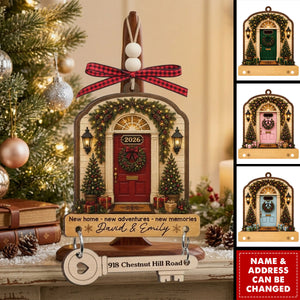 Custom New Home Wooden Ornament With Tag - Personalized Anniversary Christmas Wedding Gifts For Husband And Wife, Him And Her - Warm Hearts Sweet Home