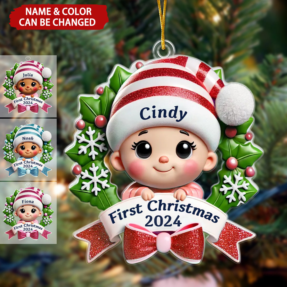 Adorable Baby's First Christmas Personalized Christmas Ornament
