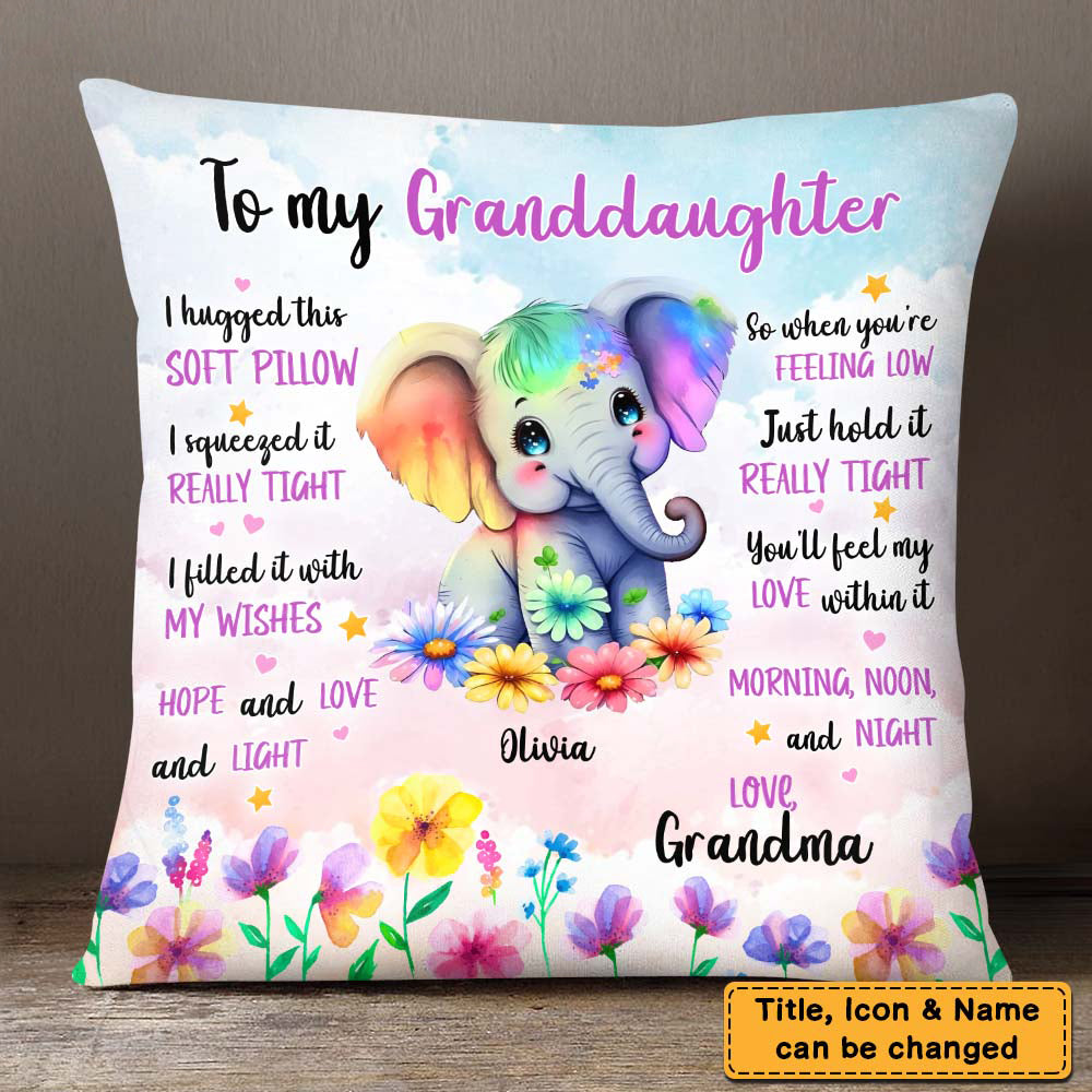 Personalized Gift For Daughter Granddaughter Elephant Pillow