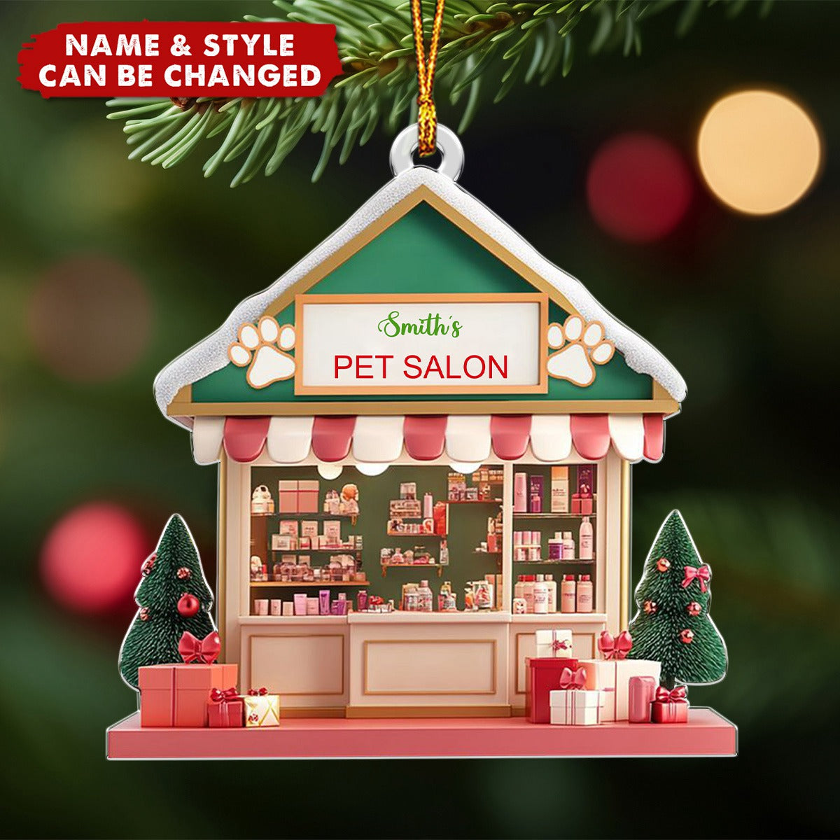 Pet Salon Pet Grooming Flat Ornament - Personalized Acrylic Ornament