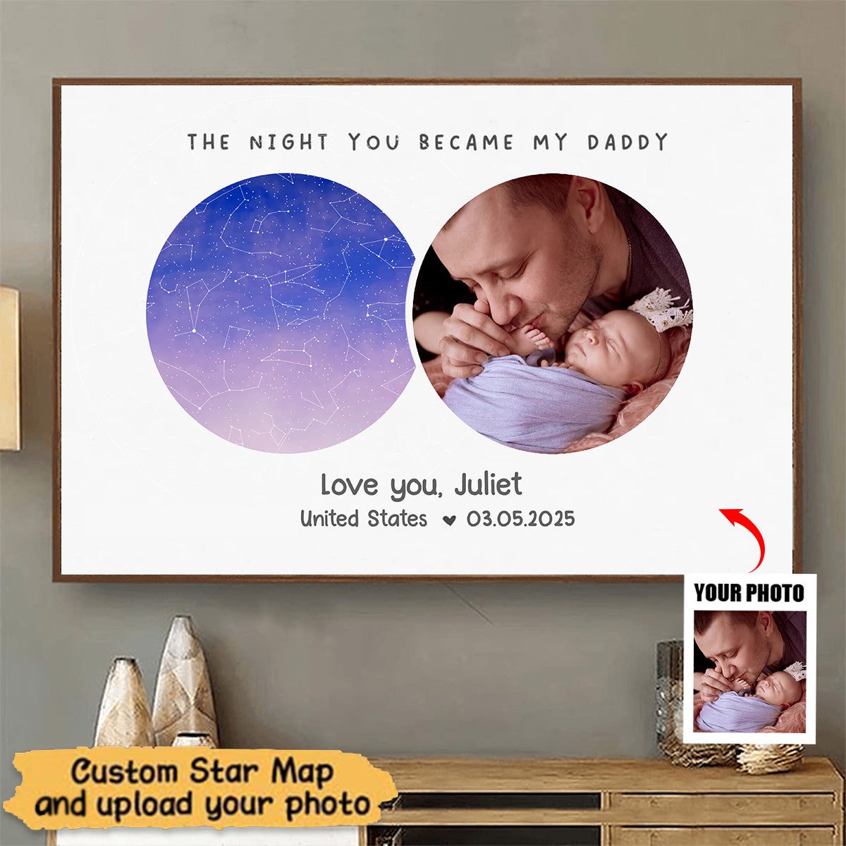 The Night You Became My Father - Custom Star Map Personalized Poster