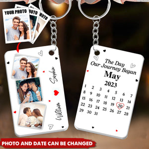 Custom Photo Calendar The Day Our Journey Began - Gift For Couples - Personalized Keychain
