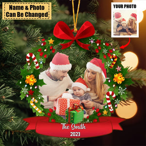 Personalized Mica Photo Family Christmas Ornament