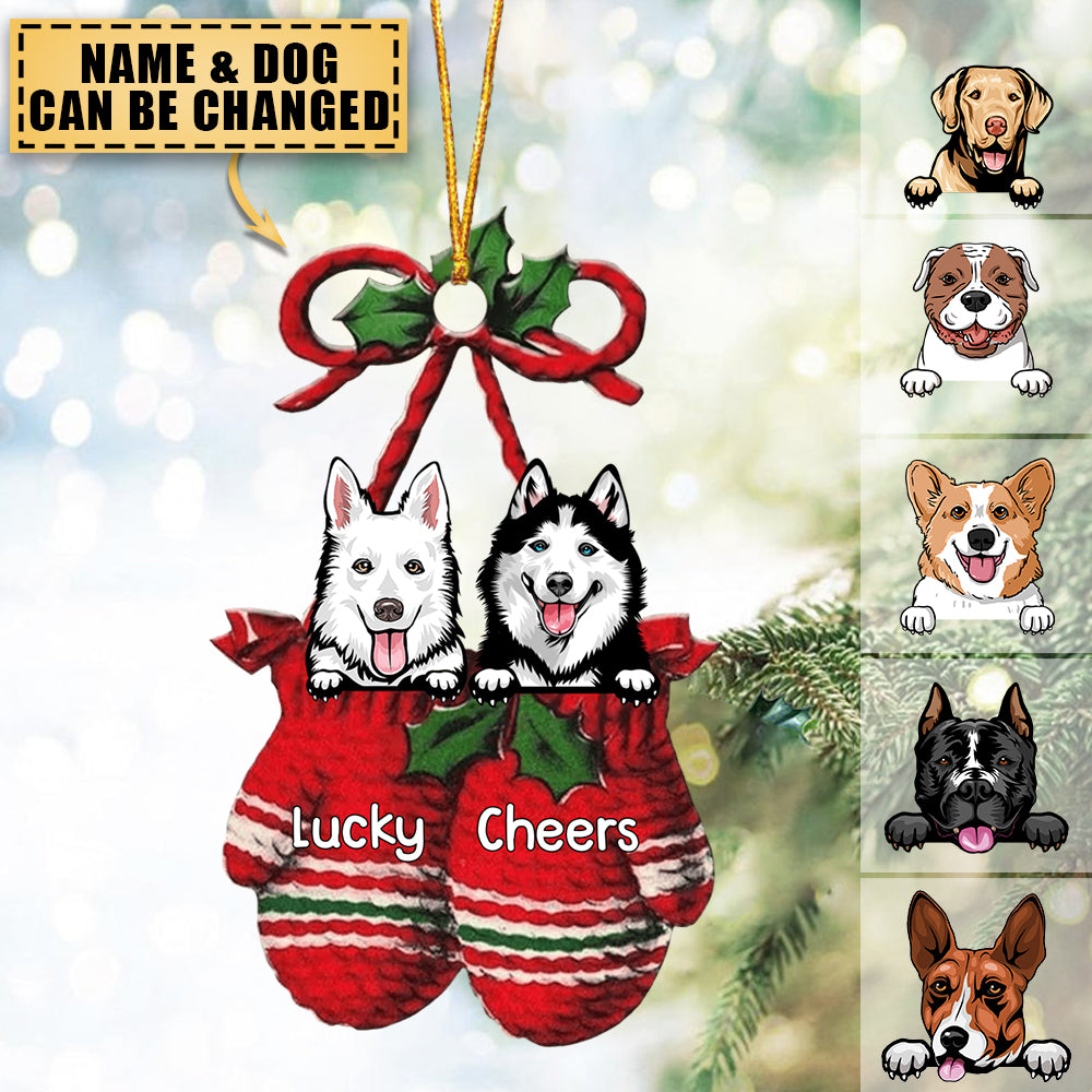 Christmas Dog Puppy Inside Gloves Personalized Acrylic Ornament