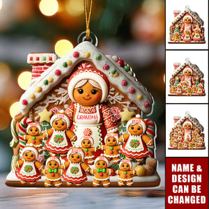 Gingerbread Grandma And Grandkids - Personalized 1-Layer Acrylic Ornament