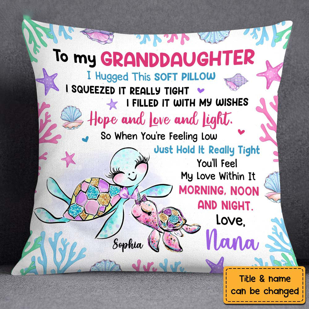 Personalized Gift For Daughter Granddaughter Turtle Hug This Pillow