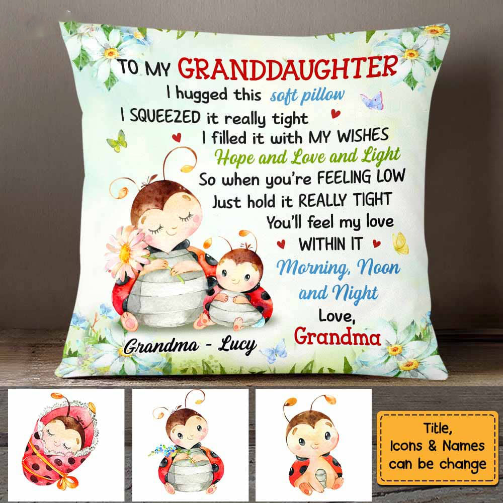 Gift For Daughter Granddaughter Watercolor Ladybug Pillow