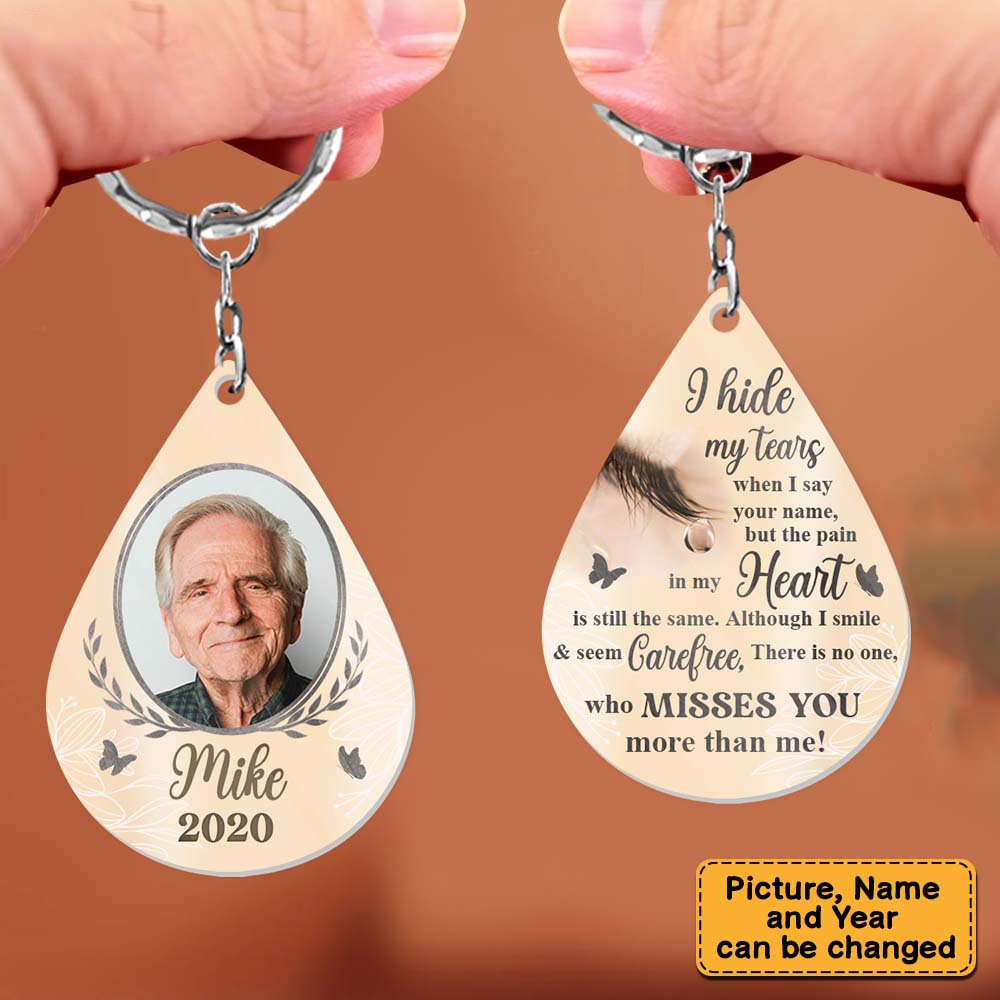Personalized Memorial I Hide My Tears Acrylic Keychain