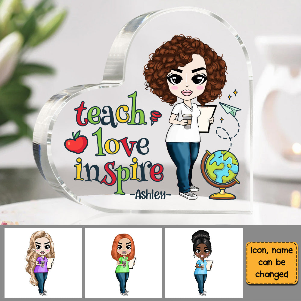 Gift For Teacher Teach Love Inspire Acrylic Plaque