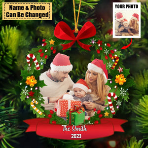 Personalized Mica Photo Family Christmas Ornament