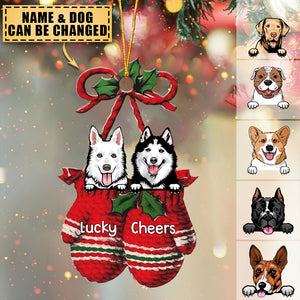 Christmas Dog Puppy Inside Gloves Personalized Acrylic Ornament