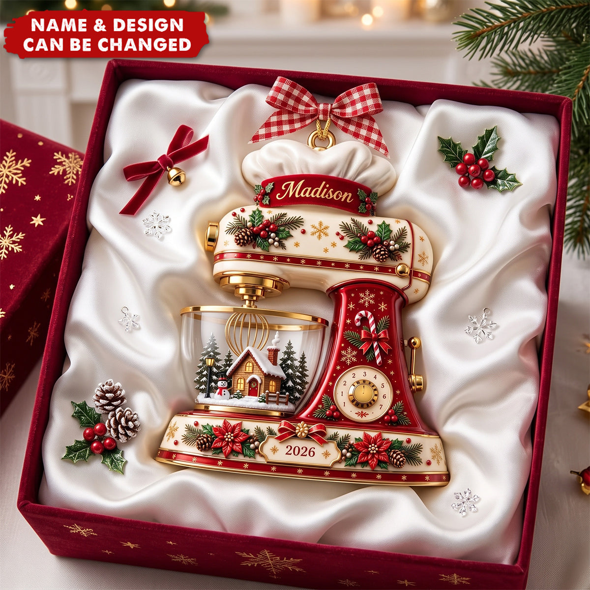 Personalized Baking Mixer Acrylic Ornament, Custom Name Christmas Ornament, Baker Gift, Kitchen Mixer Keepsake
