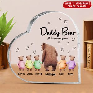 Daddy Bear - Personalized Custom Heart-shaped Acrylic Plaque - Father's Day Gift For Dad