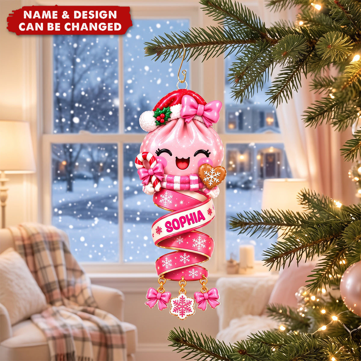 Cute Dumpling Kids Character - Personalized Acrylic Ornament - Christmas Gift for Daughter, Son, Kids