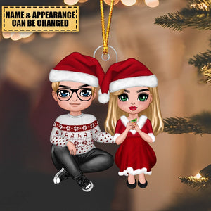 Doll Couple In Love Sitting Christmas Gift For Him For Her Personalized Ornament