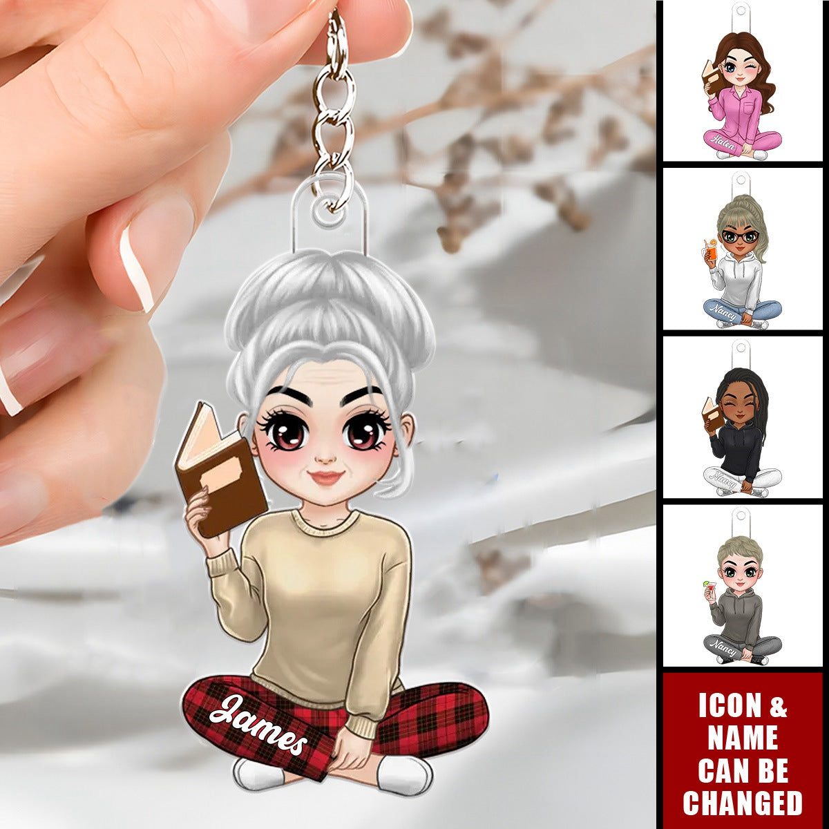 Personalized Girl Loves Books Reading Keychain - Birthday Gift Idea For Daughter, Granddaughter