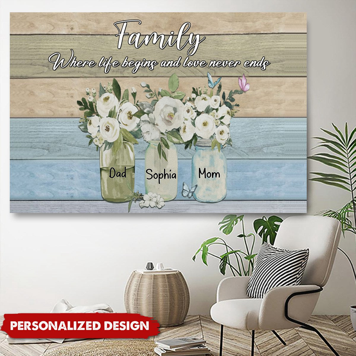 Family Where Life Begins And Love Never Ends Personalized Horizontal Poster