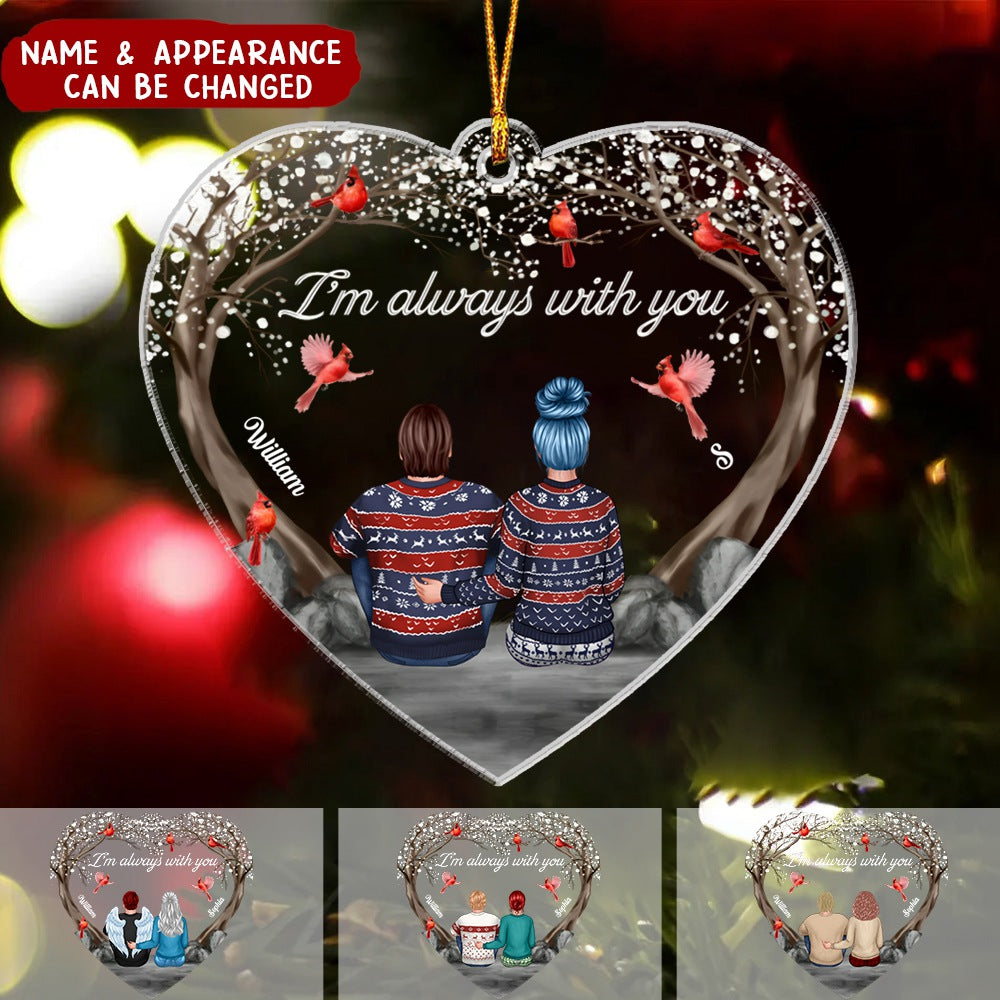 Always With You Cardinal Blossom Tree Family Memorial Keepsake Sympathy Remembrance Gift Heart Shaped Personalized Acrylic Ornament
