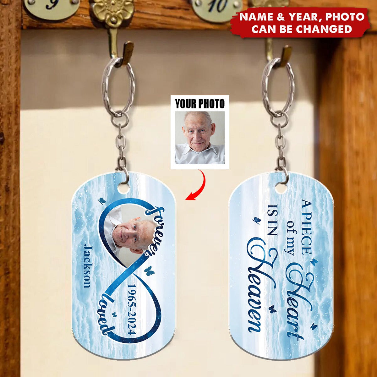 Forever Loved Memorial Remembrance Upload Photo Memorial Remembrance Personalized Acrylic Keychain