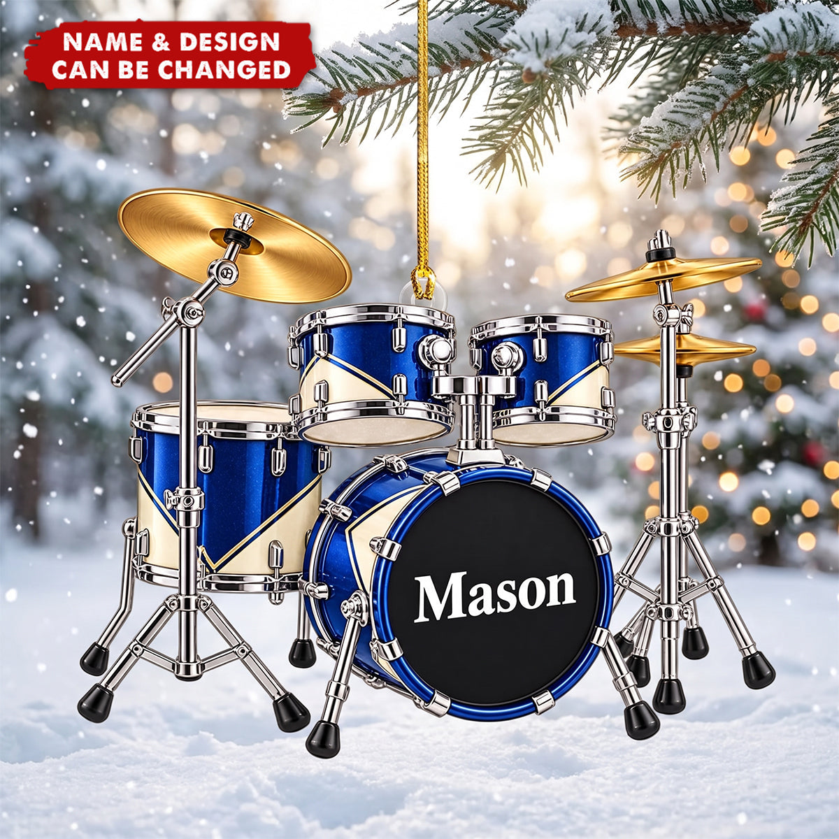 Personalized Drum Set Acrylic Ornament - Gift For Drummers & Music Lovers