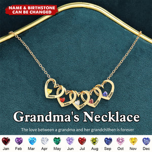 Personalized Heart Name Birthstone Necklace For Mom Grandma