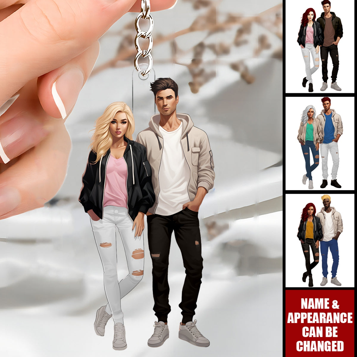 Valentine's Day Couple Dolls - Personalized Acrylic Keychain