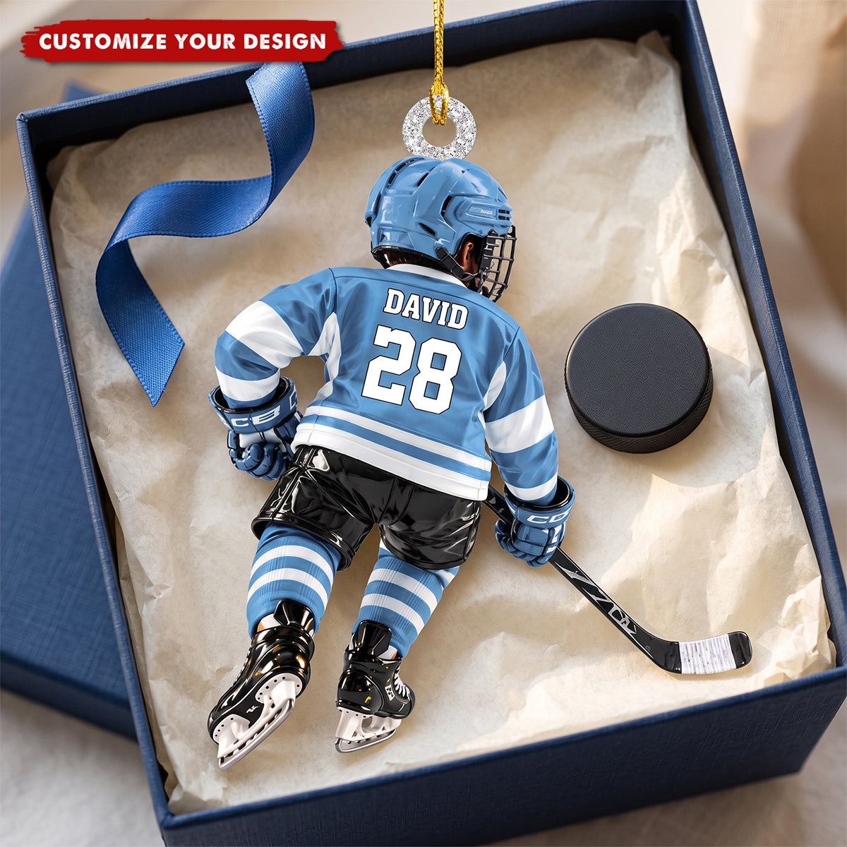 Personalized Acrylic Ice Hockey Ornament, Gift For Hockey Lovers